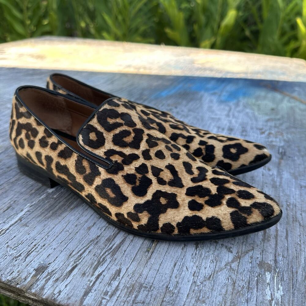 Franco Sarto Leopard Print Calf Hair Pointed-Toe Loafers Size 8 M Womens 825 - Picture 12 of 16